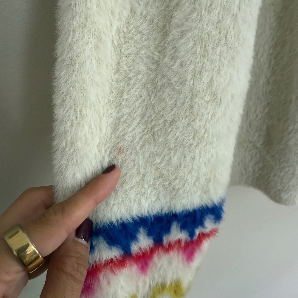 Hanna Andersson Kids Ivory Fair Isle Fuzzy Knit Cozy Pullover Sweater Size 8 - Picture 7 of 7